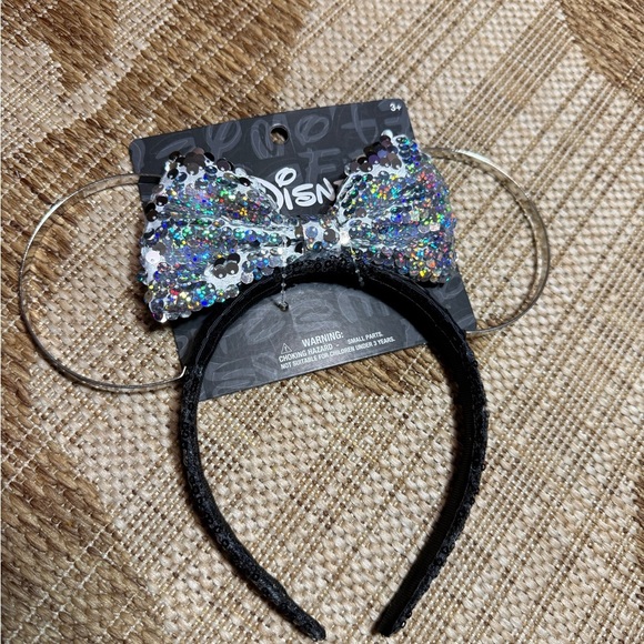 DISNEY EARS - 2 pieces! Black/silver and Tan/white Mickey Mouse Disneyworld NEW - Picture 2 of 6